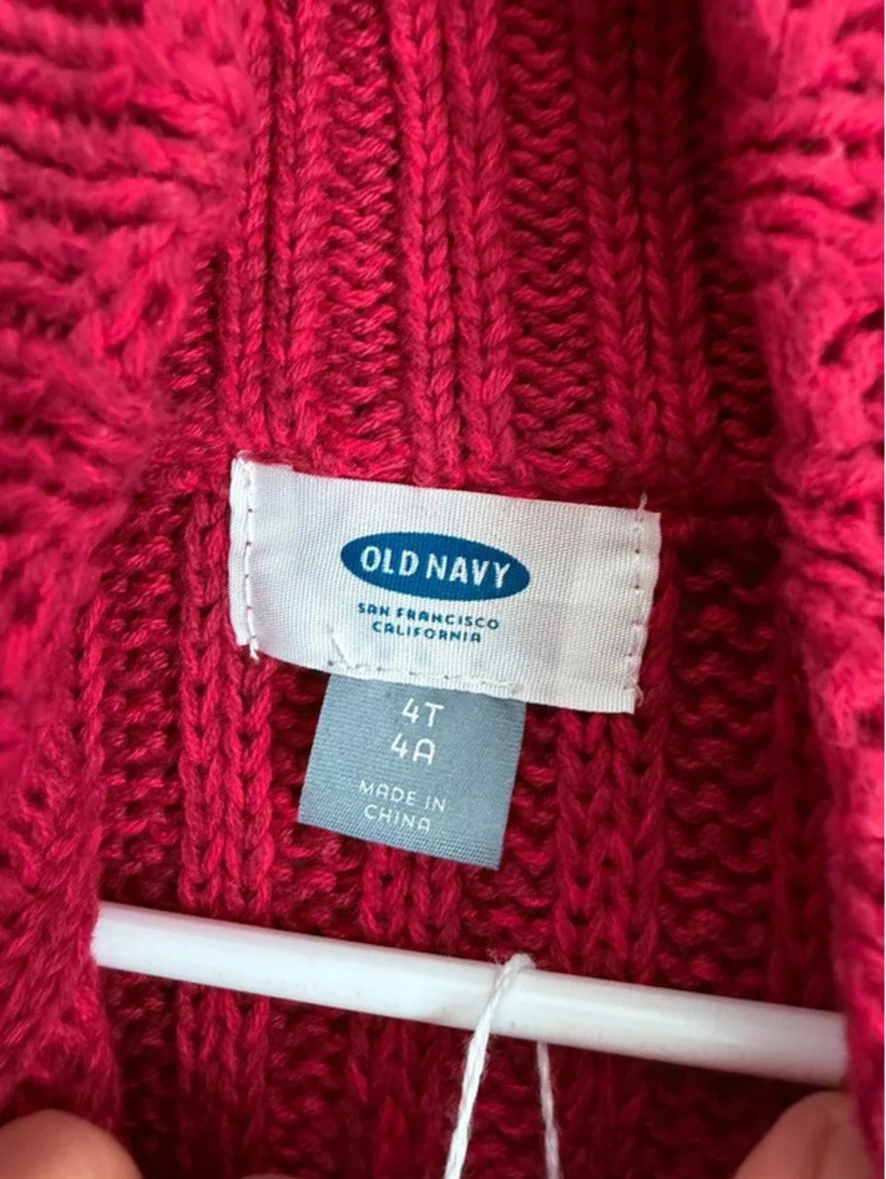 Old Navy Red Cable Knit Shawl Collar Sweater 4T NWT .